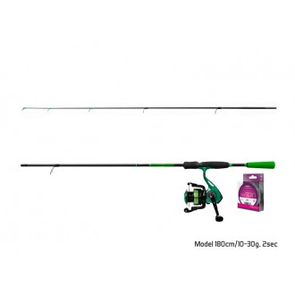 Přívlačový set Delphin GreenSpin prut Wasabi Spin 2,10m 10-30g + naviják Elixir 2000