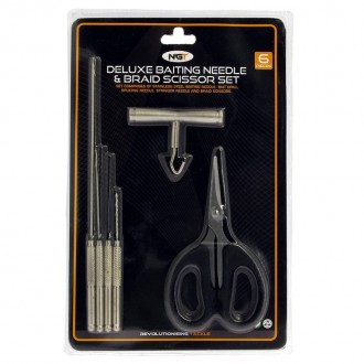 Sada NGT Deluxe Baiting Needle & Braid Scissor 6ks