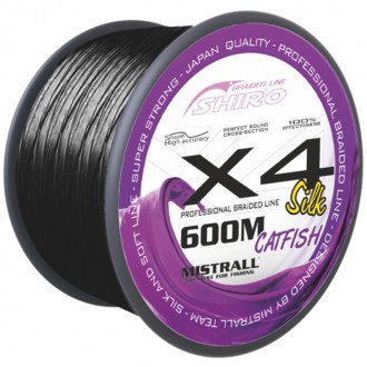 Mistrall šňůra X4 Black catfish 600 m, průměr 0,50 mm