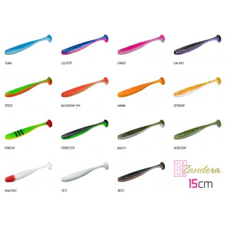 Top mix nástrah Delphin ZANDERA UVs / 5ks 15cm/Yeti+Booty+Candy+Perchy+Forester