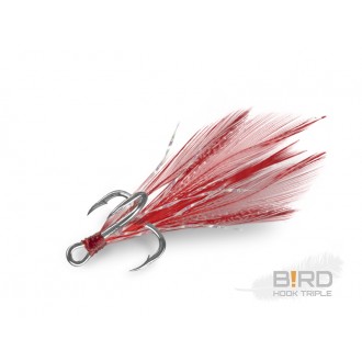 Delphin B!RD Hook TRIPLE / 3ks červená pírka #8