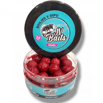 Boilies v dipu JV Baits Jahoda 300ml