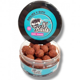 Boilies v dipu JV Baits Chilli - Kreveta 300ml