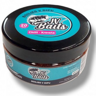 Boilies v dipu JV Baits Chilli - Kreveta 300ml