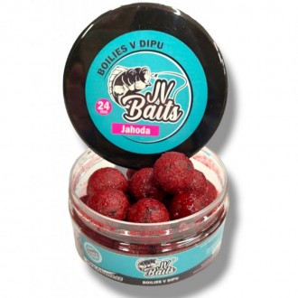 Boilies v dipu JV Baits Jahoda 300ml