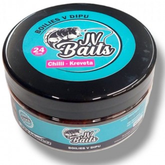 Boilies v dipu JV Baits Chilli - Kreveta 300ml