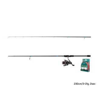 Přívlačový set Delphin ZanderSpin 2,10m + naviják CarbonIX 3T3T + šňůra 0,16mm