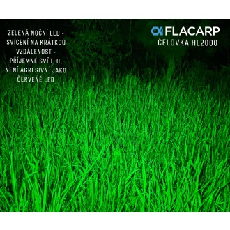 Výkonná nabíjecí čelovka Flacarp HL2000 Li-Pol 2000mAh zelená