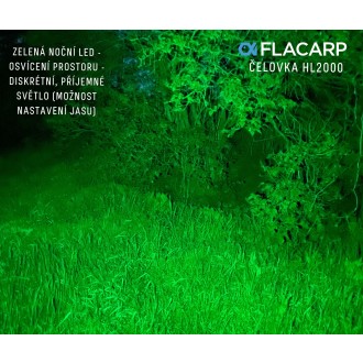 Výkonná nabíjecí čelovka Flacarp HL2000 Li-Pol 2000mAh zelená