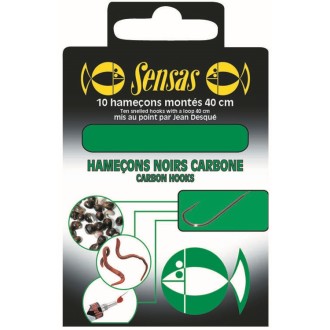 Navázaný háček Carbon Black 40cm 10ks