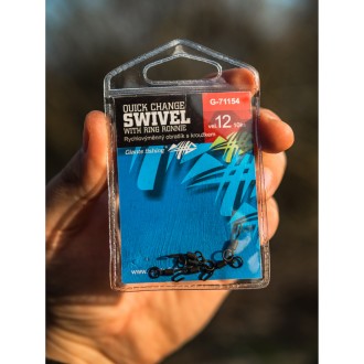 Rychlovýměnný obratlík s kroužkem Giants Fishing Quick Change Swivel with Ring Ronnie vel.12 10ks