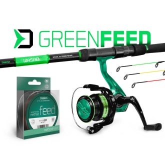 Feederový set Delphin GreenFEED 3,00m 100g + Naviják 3T + Vlasec Method FEED 200m