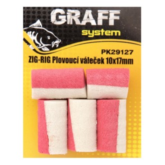 Graff Zig-Rig Plovoucí váleček 10x17mm Bílá/Červená 5ks