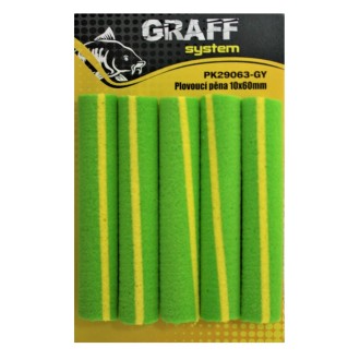 Graff Plovoucí pěna 10mm x 60mm Zeleno-žlutá 5ks
