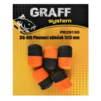 Graff Zig-Rig Plovoucí váleček 7x13mm Černá/Oranžová 5ks