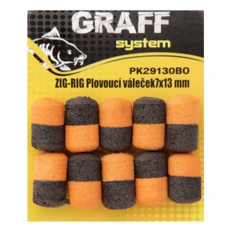Graff Zig-Rig Plovoucí váleček 7x13mm Černá/Oranžová 10ks