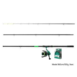 Feederový set Delphin GreenFEED 3,00m 100g + Naviják 3T + Vlasec Method FEED 200m