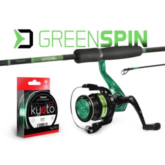 Přívlačový set Delphin GreenSpin prut Wasabi Spin 2,40m 10-30g + naviják Elixír 3000