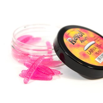 Revol Baits nástraha Larva 35mm příchuť sýr-česnek, barva růžová UV 15ks