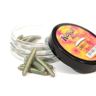 Revol Baits nástraha Larva 35mm příchuť sýr-česnek, barva šedý chameleon 15ks