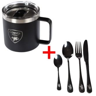 Akční set Nerezový thermo hrnek 400ml + Sada nerezových příborů Giants Fishing