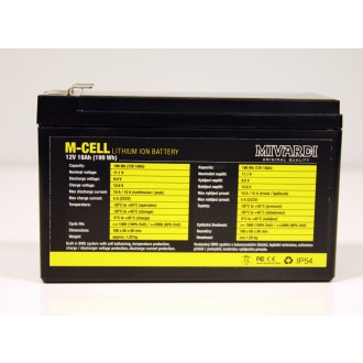 Lithiová baterie Mivardi M-CELL 12V 18Ah + 5A nabíječka
