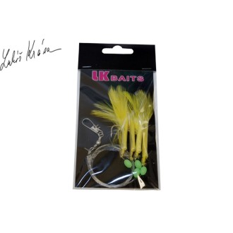 LK Baits Návazec na moře 1/0 0,60/0,45mm peří žluté