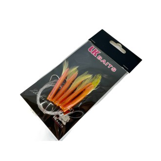 LK Baits Návazec na moře s peřím 1/0 0,60/0,45mm  Červeno -žlutý