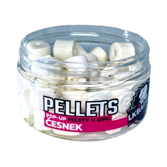 LK Baits POP-UP Pelety v dipu Česnek 12mm, 40g