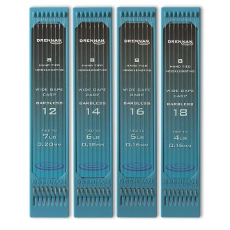 Drennan hotový návazec Wide Gape Carp Barbless- háček č.16- 0,16mm- 2,27kg