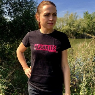 Dámské černé triko LK Baits růžový nápis