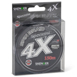 Saenger šňůra Specialist Spin Braid 4X 0,18mm 14,6kg 150m Black