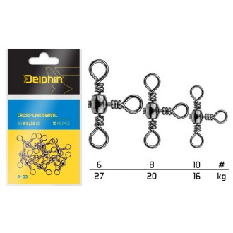 Trojcestný obratlík Delphin Cross-Line Swivel 10ks