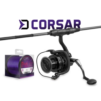 Kaprařský set Delphin CorsaBlack Nero 3,60m 3,00lb 3 díly + Naviják Corsar 8T + Vlasec Impulz 0,30mm