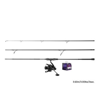 Kaprařský set Delphin CorsaBlack Nero 3,60m 3,00lb 2 díly + Naviják Corsar 8T + Vlasec Impulz 0,30mm
