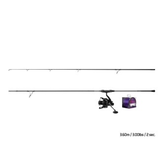 Kaprařský set Delphin CorsaBlack Nero 3,60m 3,00lb 3 díly + Naviják Corsar 8T + Vlasec Impulz 0,30mm