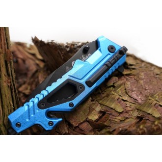 Nůž skládací Obsidian modrý 22cm + podpalovač