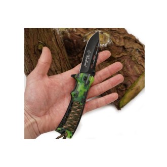 Nůž skládací Radient zelený maskáč 21,5cm + podpalovač