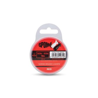 Ujímaný pletený šokový návazec Fox Spomb Tapered Braided Leaders Red & Black