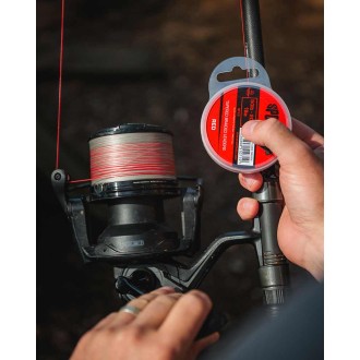 Ujímaný pletený šokový návazec Fox Spomb Tapered Braided Leaders Red & Black