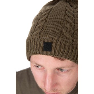 Čepice Fox Khaki Knitted Bobble Hat