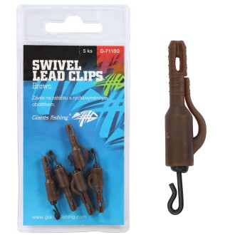 Závěs na boční olovo Giants Fishing Swivel Lead Clips Brown 5ks