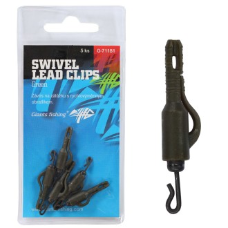 Závěs na boční olovo Giants Fishing Swivel Lead Clips Green 5ks