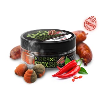 Neutrálně vyvážená nástraha Delphin D Snax Shell Frankfurtská klobása-Chilli 30g rozpustné