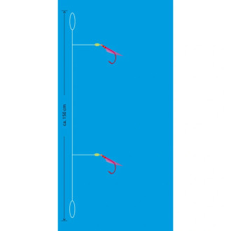 Aquantic návazec Real Skin Leader Rig 2 háčky velikost 8 délka 150cm pink