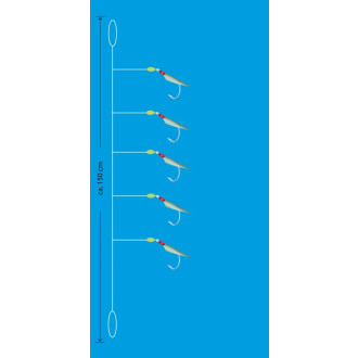 Aquantic návazec Real Skin Leader Rig 5 háčků velikost 6 délka 150cm natural