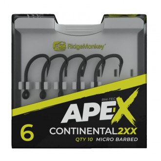 Háček RidgeMonkey Ape-X Continental 2XX Barbed 10ks