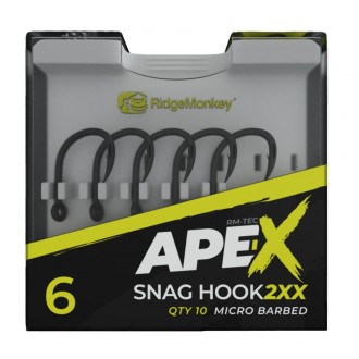 Háček RidgeMonkey Ape-X Snag Hook 2XX Barbed 10ks