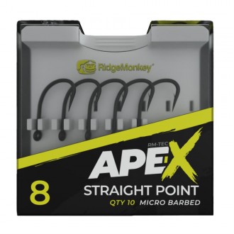 Háček RidgeMonkey Ape-X Straight Point Barbed 10ks