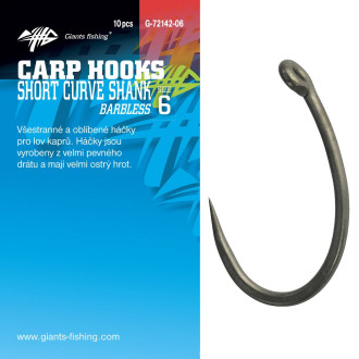 Háček s očkem bez protihrotu Giants Fishing Short Curve Shank 10ks